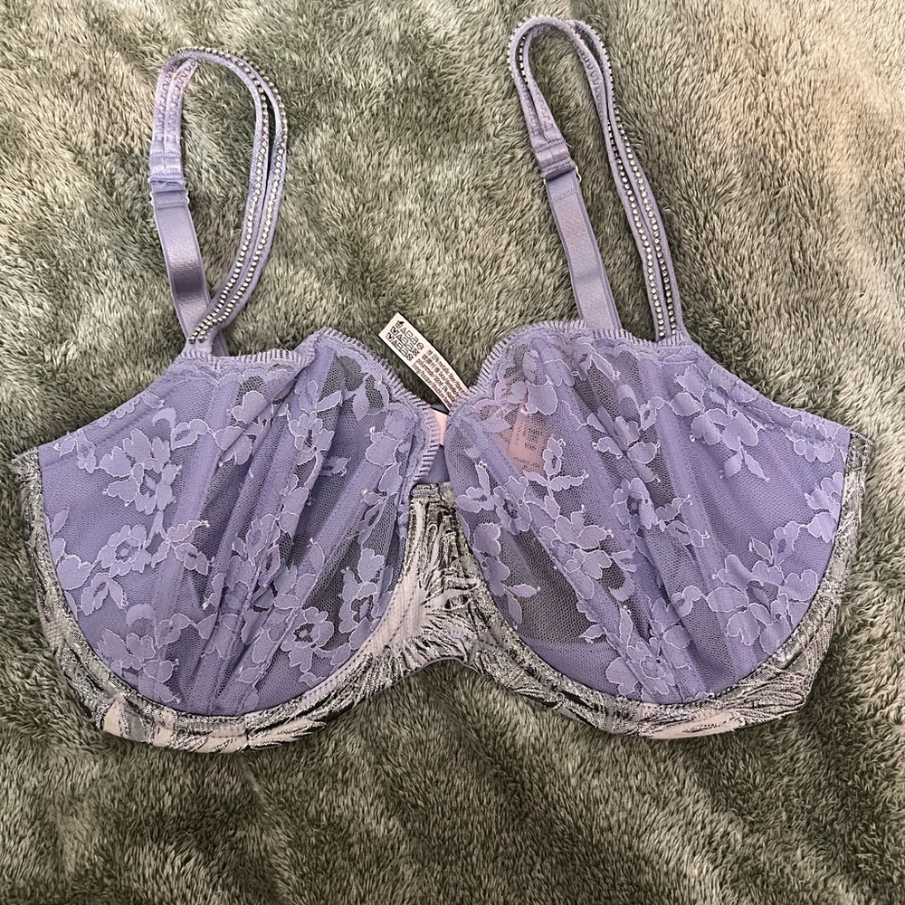 Victoria's Secret Lavender Floral Lace Bra